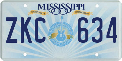 MS license plate ZKC634
