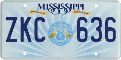 MS license plate ZKC636