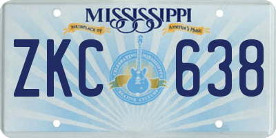 MS license plate ZKC638