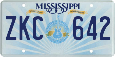 MS license plate ZKC642