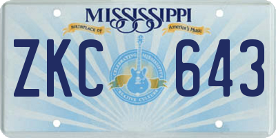 MS license plate ZKC643