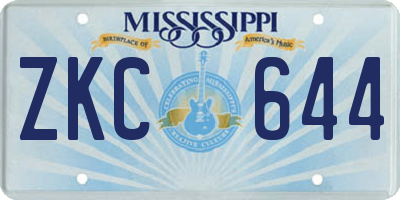 MS license plate ZKC644