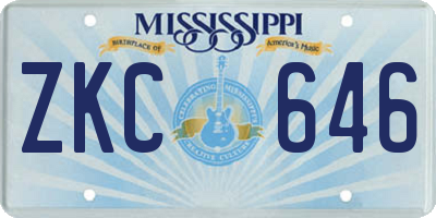 MS license plate ZKC646