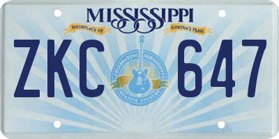 MS license plate ZKC647