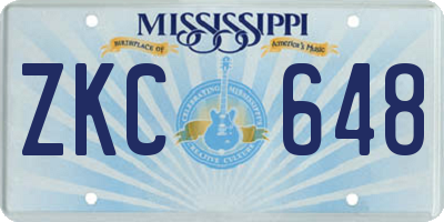 MS license plate ZKC648