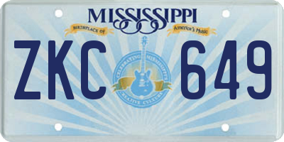 MS license plate ZKC649