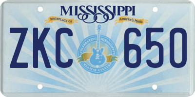 MS license plate ZKC650