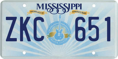 MS license plate ZKC651