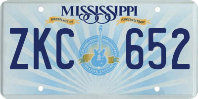 MS license plate ZKC652
