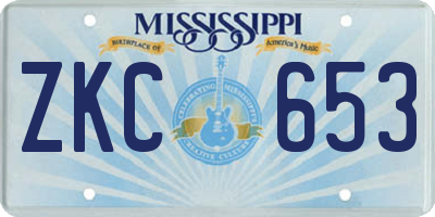 MS license plate ZKC653