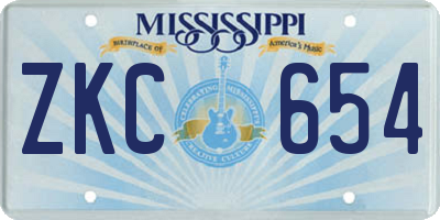 MS license plate ZKC654