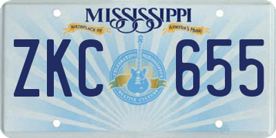 MS license plate ZKC655