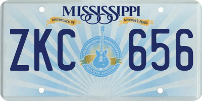 MS license plate ZKC656