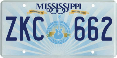 MS license plate ZKC662