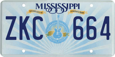 MS license plate ZKC664