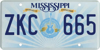 MS license plate ZKC665
