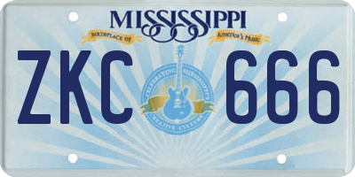 MS license plate ZKC666