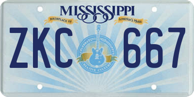 MS license plate ZKC667