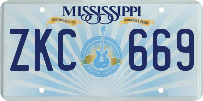 MS license plate ZKC669
