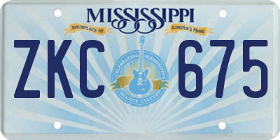 MS license plate ZKC675