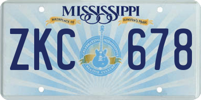 MS license plate ZKC678