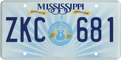 MS license plate ZKC681