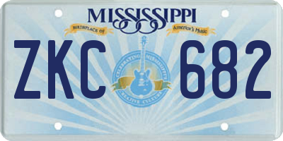 MS license plate ZKC682