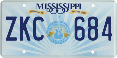 MS license plate ZKC684