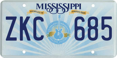 MS license plate ZKC685