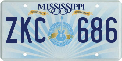 MS license plate ZKC686