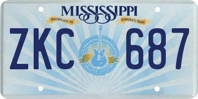 MS license plate ZKC687