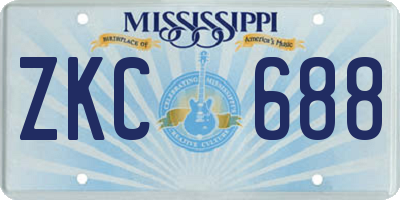 MS license plate ZKC688