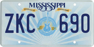 MS license plate ZKC690