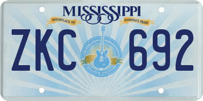 MS license plate ZKC692