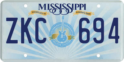 MS license plate ZKC694