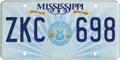 MS license plate ZKC698