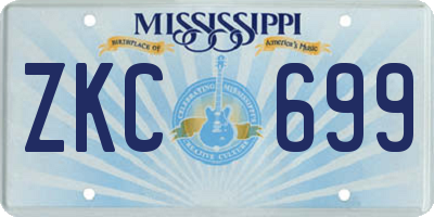 MS license plate ZKC699