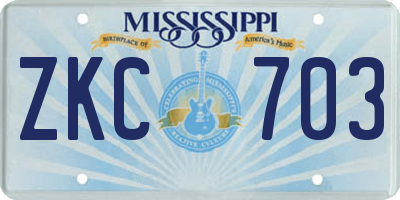 MS license plate ZKC703