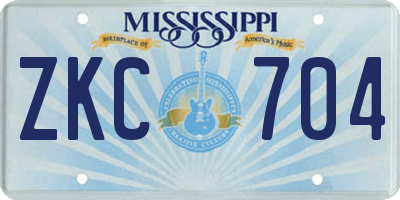 MS license plate ZKC704