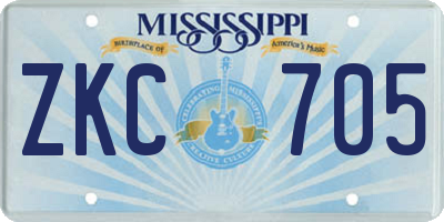 MS license plate ZKC705