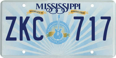 MS license plate ZKC717
