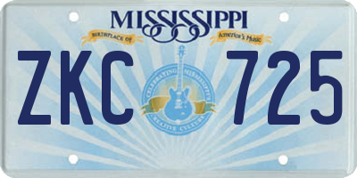 MS license plate ZKC725