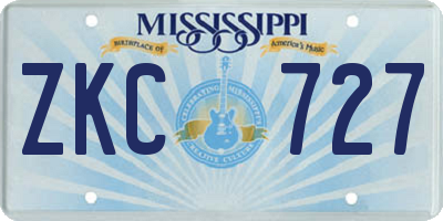MS license plate ZKC727