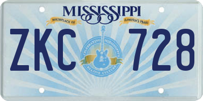 MS license plate ZKC728