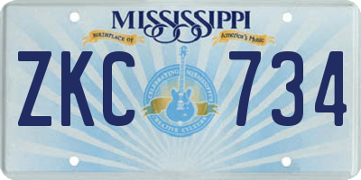 MS license plate ZKC734