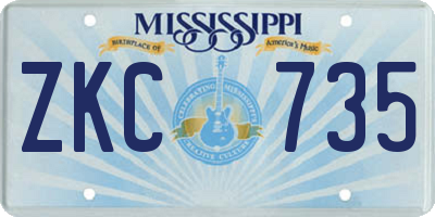 MS license plate ZKC735