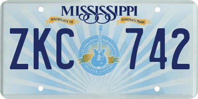 MS license plate ZKC742