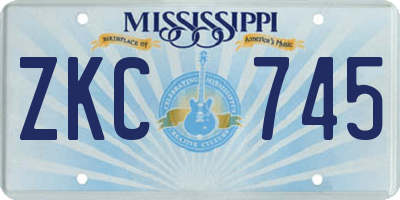 MS license plate ZKC745