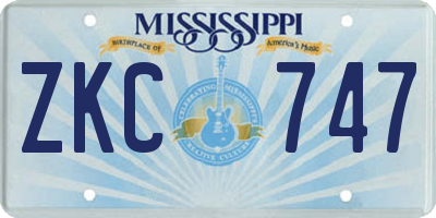 MS license plate ZKC747