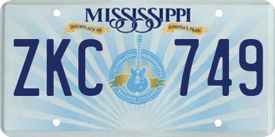 MS license plate ZKC749